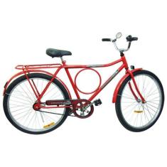 Bicicleta Monark Barra Circular Aro 26 Quadro Aço Carbono, Vermelho