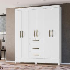 Guarda Roupa Casal 6 Portas 3 Gavetas Branco Itatiba - Moval