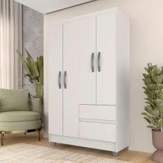 Guarda Roupa Solteiro Lohaine 4 Pts Branco - Moveis Arapongas Branco