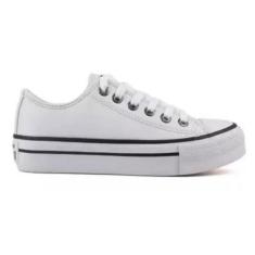 Tenis All Feminino Cano Baixo Star Authentic plataforma couro branco -