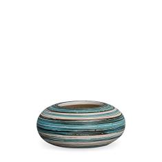 Cachepot Redondo M Decoração Em Cerâmica Azul e Palha Marrakesh