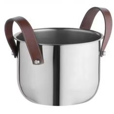 Champanheira Forma Firenze Em Aço Inox Com Alças De Couro Inox