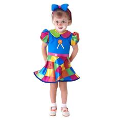 Fantasia Palhacinha Infantil Para Bebê Com Faixa De Cabeça Tamanho P