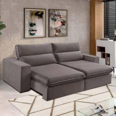 Sofá 2 Lugares 190cm Retrátil e Reclinável Free Veludo Bege Marroml