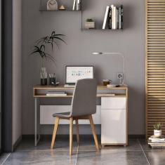 Escrivaninha 120cm 1 Porta 1 Gaveta Chicago Aveiro/Branco