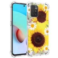 Ueokeird Capa de telefone para Redmi 10 (2021/2022)/Redmi 10 Prime 21121119SG Capa para meninas e mulheres, capa protetora fina à prova de choque transparente com estampa floral macia flexível TPU