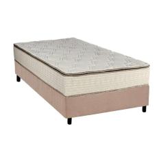 Cama Box Solteiro: Colchão Molas Luckspuma Bonnel Montreal Spring + Base CRC Suede Clean(88x188)