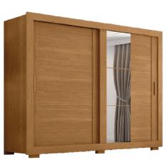 Guarda Roupas Casal com Espelho 2 Portas de Correr 4 Gavetas Titanium Cinamomo Zanzini