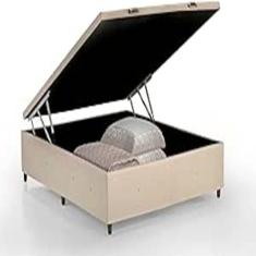 Cama Box Baú Viúvo 1,28x1,88 em Suede com Baú Organizador Frontal - Ge