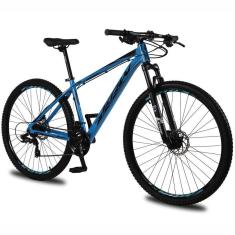 Bicicleta Aro 29 KRW Alumínio Shimano TZ 24 Velocidades Freio Hidráulico Suspensão Mountain Bike KR8-Unissex