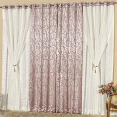 Cortina para Varão Simples Agatha 2,00m x 1,80m Salmão - Vilela Enxovais