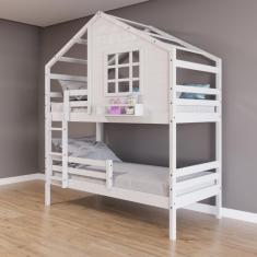 Beliche Casinha Com Janela E Grade De Proteção Madeira Maciça Branco Housin