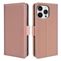YBYMGZCF Capa carteira de couro genuíno para iPhone 15/15 Pro/15 Plus/15 Pro Max, capa flip com compartimentos para cartão com bloqueio de RFID e suporte à prova de choque, capa interior de TPU