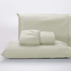 Jogo Lençol 400 Fios Ponto Palito Cama Queen 3pçs Poliéster - Palha - 