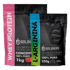 Kit: Whey Protein Concentrado 1Kg + Arginina 250g - 100% Importado - Soldiers Nutrition-Unissex