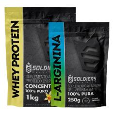 Kit: Whey Protein Concentrado 1Kg + Arginina 250g - 100% Importado - Soldiers Nutrition-Unissex