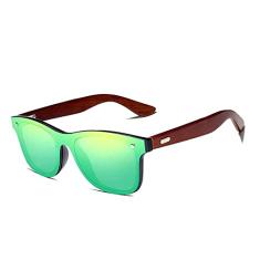 Óculos de Sol Kingseven Retro Hastes de Madeira com Proteção Uv400 R5788F1 (Verde)