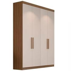 Guarda-roupa Solteiro Édez Lunar, 4 Portas 1,55m, Off White e Nogueira