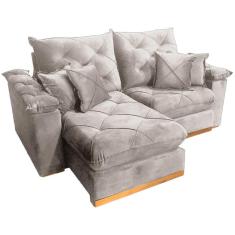 Sofá Gran Plus com Molas Ensacadas 4 Lugares Retrátil e Reclinável 230cm Tecido Veludo Império Cor Bege