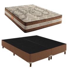 1 Cama Box King 42x193x203cm com Colchão Super King Molas Ensacadas 30x193x203cm Samambaia Rustico Cerejeira