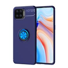 Caso de proteção para OPPO Reno 4 Lite Case, para o caso OPPO F17 Pro Tpu. Caso à prova de choque rotativa Metal Magnetic Ring Kickstand Dissipação de calor Anti-Fall Case Protetora(Blue)