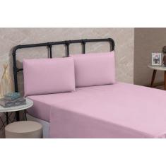 Jogo de Cama Box Casal 04 Peças Liso com Elástico e Fronhas Cama Casal