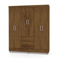 Guarda Roupa Solteiro 6 Portas 153 Cm Rio Plus Imbuia/champanhe - Pallazio