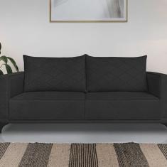 Sofá Eliot 2 Lugares 160 Cm Linho Boucle Preto