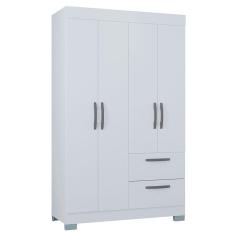 Guarda Roupa Solteiro Ambiente Tóquio 4 Portas Branco Brilho - Poquema