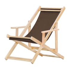 Espreguiçadeira Preguiçosa Dobrável Madeira Maciça Natural com Tecido 