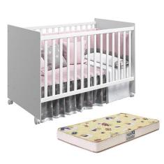 Berço Mel Branco Fosco com Colchão D18 - Reller Móveis, Branco Fosco
