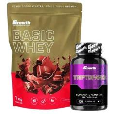 Whey Protein Basic 1Kg + Triptofano 120 Caps Growth, Chocolate