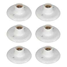 Kit 6 Plafonier Plafon Bocal Opl Porcelana 100W E27 Branco