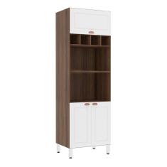 Paneleiro 70 cm Duplo com 2 Nichos para Forno Microondas 3 Portas Safira Luciane Móveis