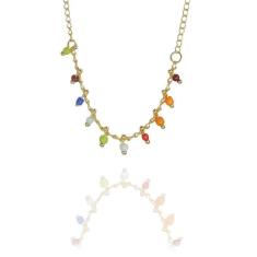 Pulseira Infantil De Pedrinhas Coloridas Folheado A Ouro 18k [f027]