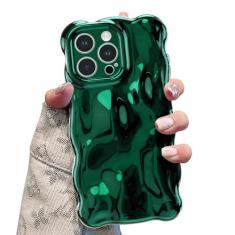 UEEBAI Capa Ripple para iPhone 13 Pro Max, linda capa prateada em forma de onda para iPhone, capa de telefone 3D bonita estética, capa de ondulação de água, design cromado 3D para mulheres e meninas,