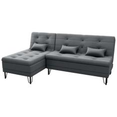 Sofá Cama e Chaise 3 lugares 200cm Nice Cinza Matrix