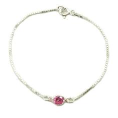 Pulseira Infantil Criança Pedra Zirconia Rosa Prata Legitima 925 - Loj