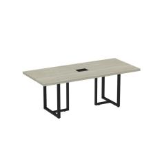 Mesa De Reunião Retangular Com Power Box 200x90cm Mr2000pe40 Nogueira Casablanca-preto