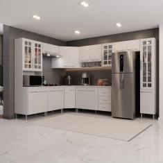 Cozinha Modulada Completa Fidelitá Viena 9 Peças 515cm 20 Portas 3 Gavetas Com Tampo Branco