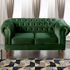 Sofá 2 Lugares Decoração Sara Recepção Dom Pedro Chesterfield Verde
