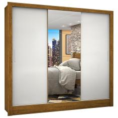 Guarda-roupa Casal 3 Portas Com Espelho Porto Plus Espresso Móveis Cinamomo Off White