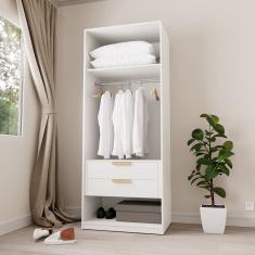 Guarda Roupa Modular 80cm Sem Portas Com Gaveteiro Jade Cabecasa Branco