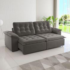 Sófa 4 Lugares Mozart Retrátil e Reclinável Grafite - Viero Móveis, Ci