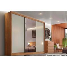 Guarda Roupa Casal Natus-Duna 3 Portas de Correr 6 Gavetas MDF Cumaru-Fendi Novo Horizonte
