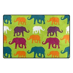 Top Carpenter Tapete de área de elefantes coloridos tapete para berçário para piso de madeira, entrada e sala de estar quarto 1,5 m x 1,6 m (152 x 99 cm)