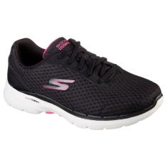 Tênis Skechers Go Walk 6 Iconic Vision Feminino - Preto/Rosa Forte