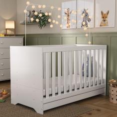 Berço 3 Em 1 Branco Com Colchão Incluso Multimóveis Mp0527c