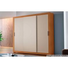 Guarda Roupa Casal 3 Portas De Correr E 4 Gavetas C- Pés Veneza Naturale-off White - Rufato