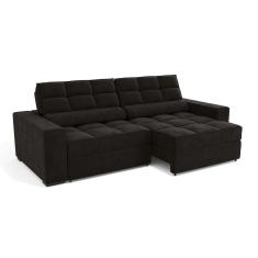 sofá 4 lugares retrátil e reclinável deluxe molas veludo preto 268 cm